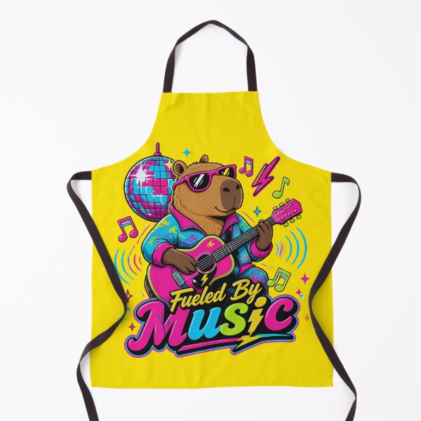 Item preview, Fueled By Music Retro 80s Capybara Guitar designed and sold by Créative touche .