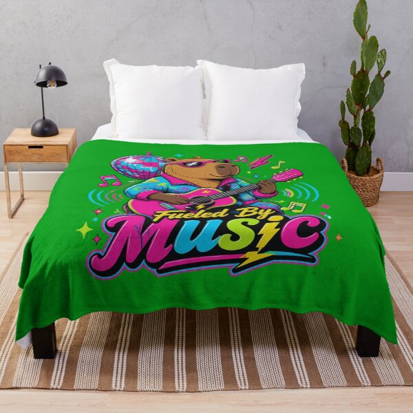 Item preview, Fueled By Music Retro 80s Capybara Guitar designed and sold by Créative touche .