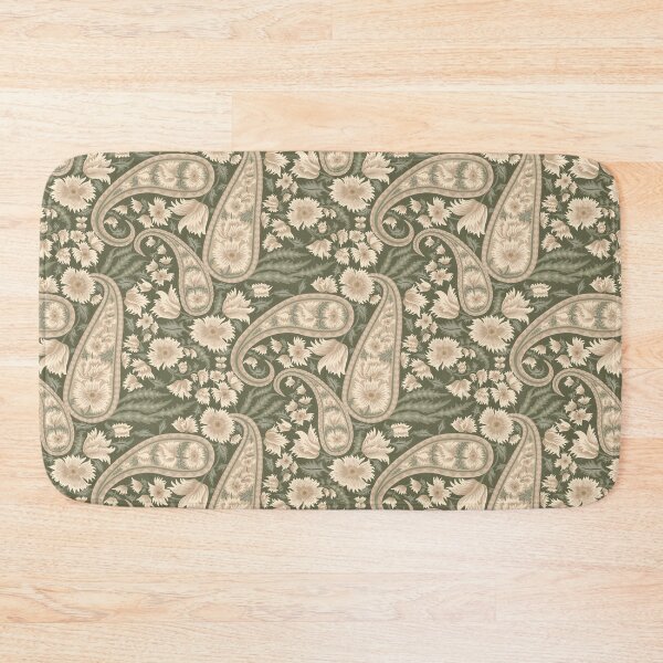Item preview, Dark Green Floral Paisley Pattern Vintage Botanical Fabric Design Large designed and sold by DropRomance.
