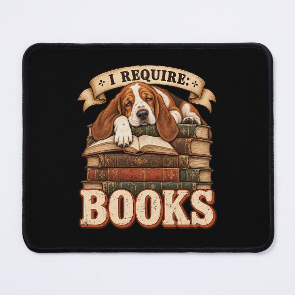 Item preview, I Require Books – Basset Hound Book Lover Reading Design designed and sold by Freeform Studio.