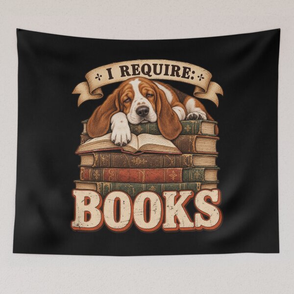 Item preview, I Require Books – Basset Hound Book Lover Reading Design designed and sold by Freeform Studio.