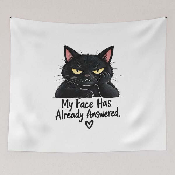 Item preview, My Face Has Already Answered – Funny Sassy Black Cat designed and sold by InspireHerTribe.