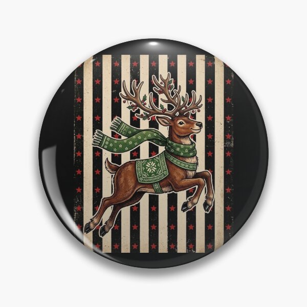 Item preview, Vintage Christmas Reindeer in Green Scarf Holiday Art designed and sold by MS Pod Studio.