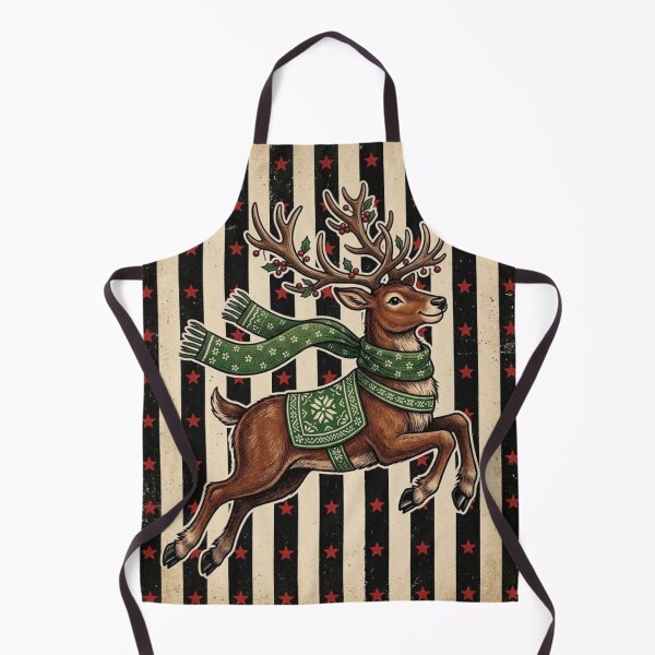Item preview, Vintage Christmas Reindeer in Green Scarf Holiday Art designed and sold by MS Pod Studio.