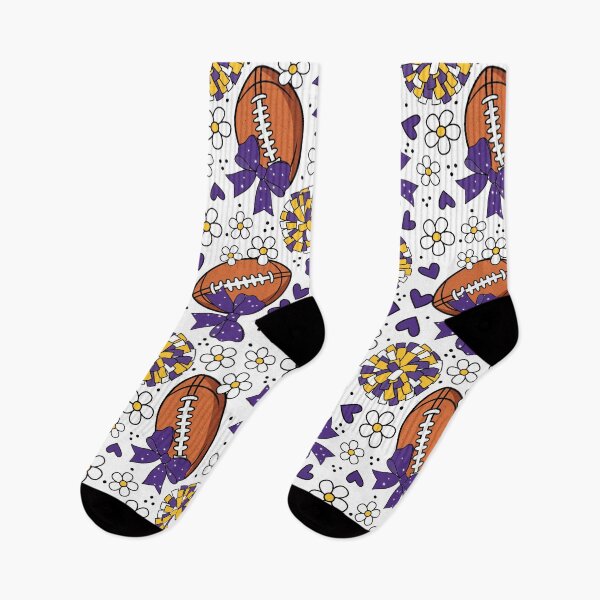 Item preview, Cheer Bows and Footballs Purple and Yellow Gold designed and sold by KrisInStitches.