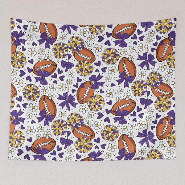 Item preview, Cheer Bows and Footballs Purple and Yellow Gold designed and sold by KrisInStitches.