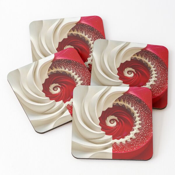 Item preview, Ruby Red and Ivory Porcelain Waves designed and sold by Vicky Brago-Mitchell®.