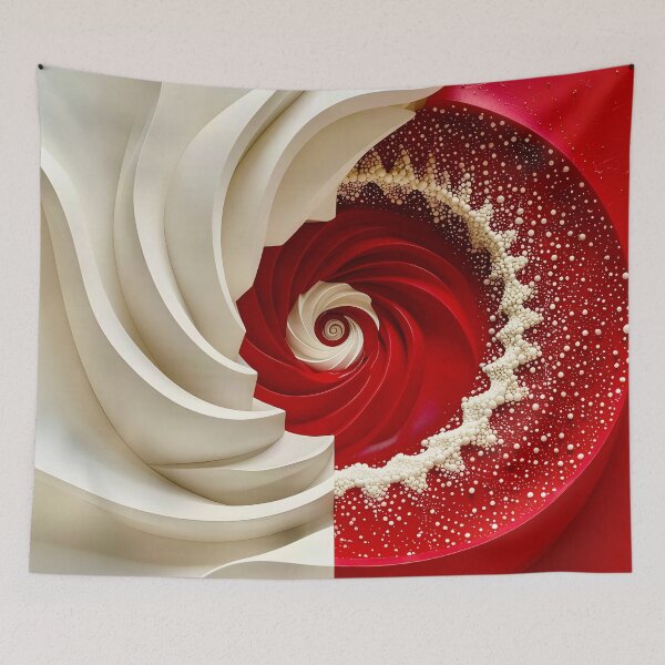 Item preview, Ruby Red and Ivory Porcelain Waves designed and sold by Vicky Brago-Mitchell®.