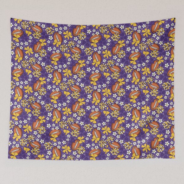 Item preview, Cheer Bows and Footballs Purple and Yellow Gold designed and sold by KrisInStitches.