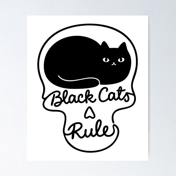Item preview, Black Cats Rule - Funny Cat in Skull designed and sold by gunaone-design.
