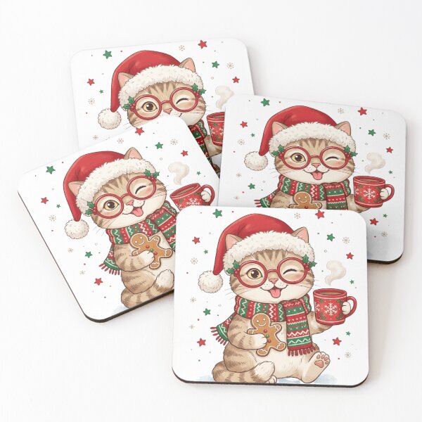 Item preview, Cute Christmas Cat with Cocoa and Gingerbread Holiday Art designed and sold by MS Pod Studio.