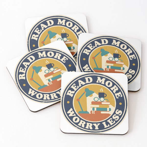 Item preview, Read More Worry Less Retro Bookworm Reading Badge designed and sold by ahmadhamdi.