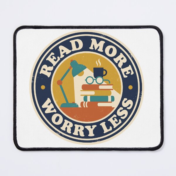 Item preview, Read More Worry Less Retro Bookworm Reading Badge designed and sold by ahmadhamdi.