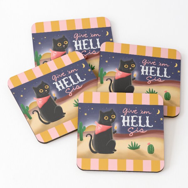 Item preview, Give ’Em Hell Sis – Retro Black Cat Desert Art designed and sold by Anna Fox.