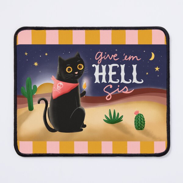 Item preview, Give ’Em Hell Sis – Retro Black Cat Desert Art designed and sold by Anna Fox.