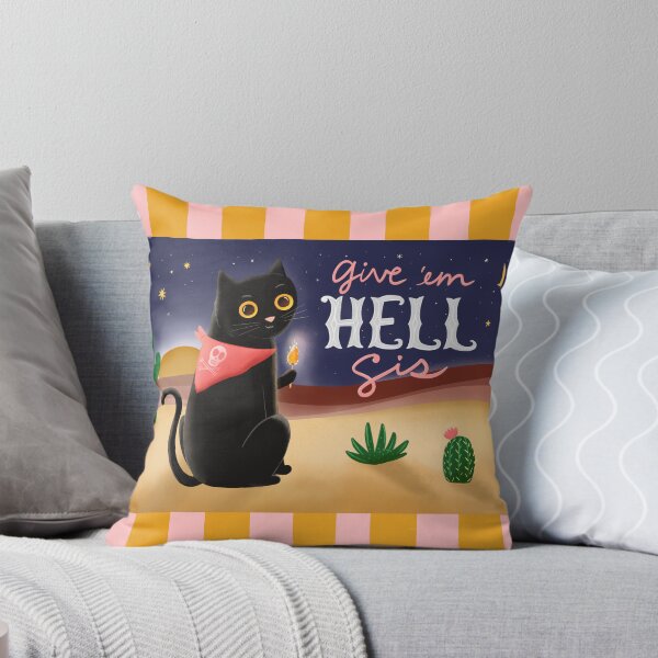 Item preview, Give ’Em Hell Sis – Retro Black Cat Desert Art designed and sold by Anna Fox.