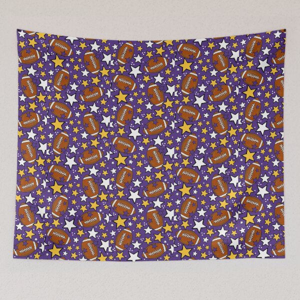 Item preview, Footballs and Stars in Purple and Yellow designed and sold by KrisInStitches.
