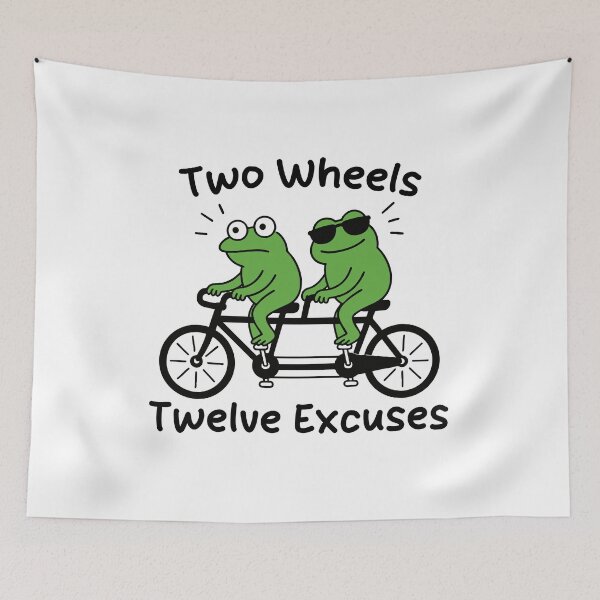 Item preview, Two Wheels Twelve Excuses - Funny Couple Frog On Tandem Bike designed and sold by gunaone-design.
