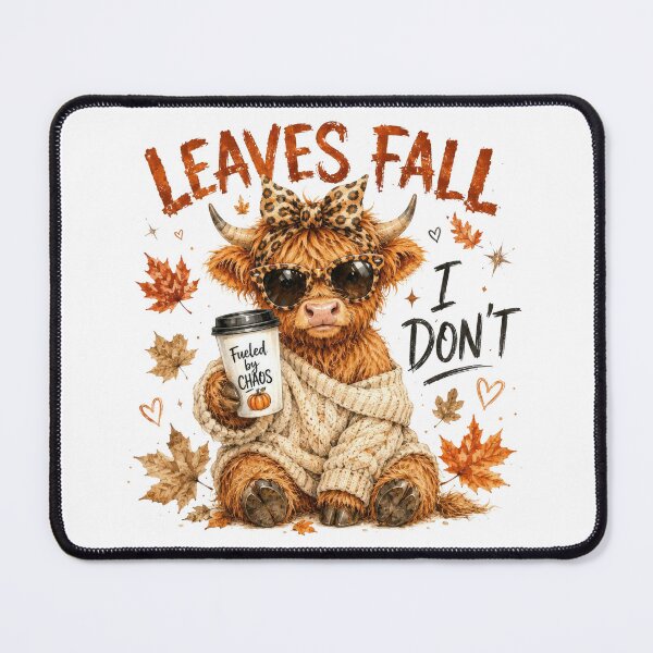 Item preview, Fueled by Chaos Highland Cow | Fall Mom Coffee Leopard Bow Leaves Funny Autumn Design designed and sold by Uniquememorable.