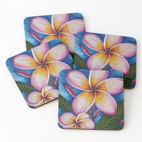 Item preview, Plumeria Flower Art Tropical Botanical Pink Beach Floral  designed and sold by Sharon Cummings Art.