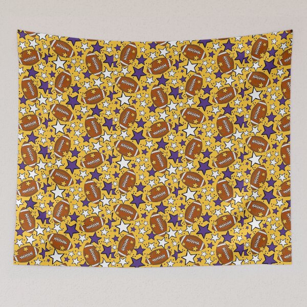 Item preview, Footballs and Stars in Purple and Yellow designed and sold by KrisInStitches.