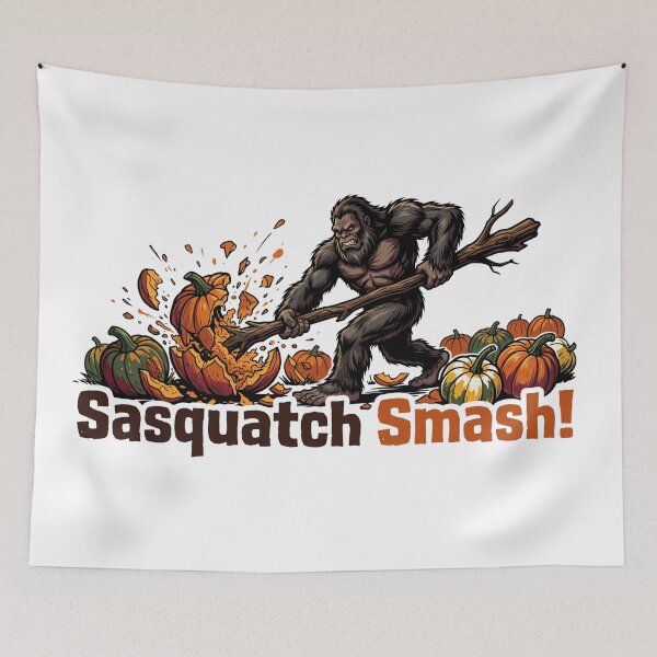 Item preview, Smashing Pumpkin Sasquatch Smash - Bigfoot Crushing Jack O'Lanterns designed and sold by Spank My Yeti.
