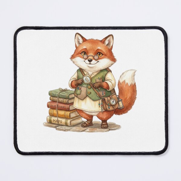 Item preview, Cute Scholar Fox with Vintage Books and Satchel Art designed and sold by MS Pod Studio.