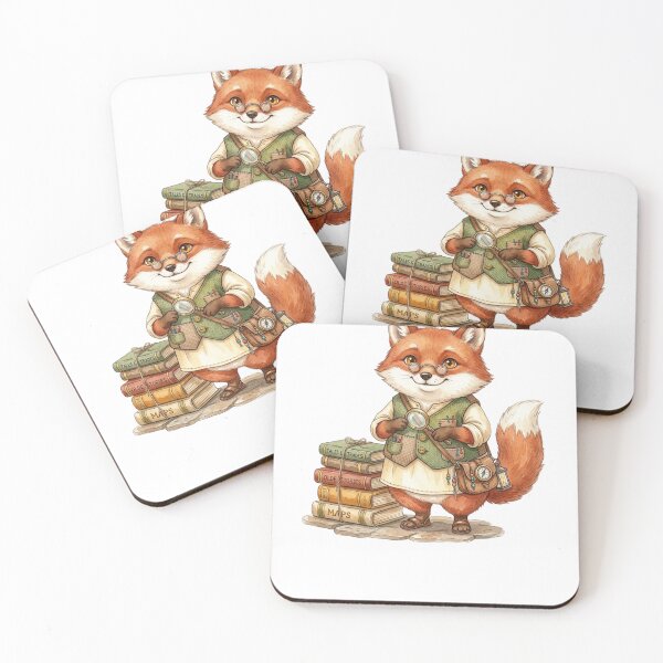 Item preview, Cute Scholar Fox with Vintage Books and Satchel Art designed and sold by MS Pod Studio.