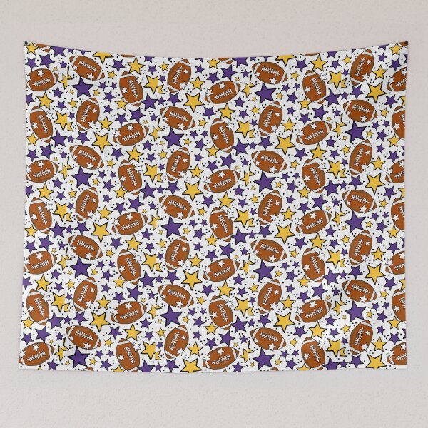 Item preview, Footballs and Stars in Purple and Yellow designed and sold by KrisInStitches.