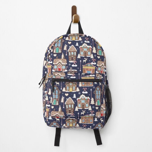 Item preview, Cute Christmas Gingerbread Village in Night Navy designed and sold by YesterdayColl.