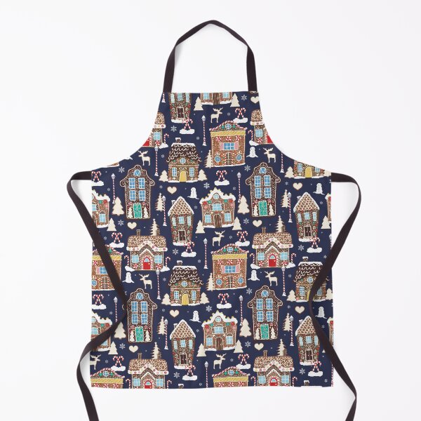 Item preview, Cute Christmas Gingerbread Village in Night Navy designed and sold by YesterdayColl.
