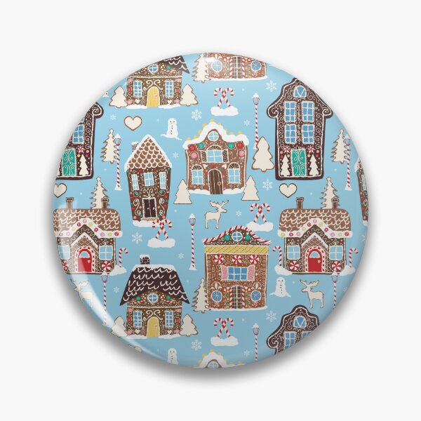 Item preview, Cute Christmas Gingerbread Village in Ice Blue designed and sold by YesterdayColl.