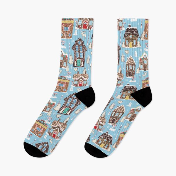 Item preview, Cute Christmas Gingerbread Village in Ice Blue designed and sold by YesterdayColl.