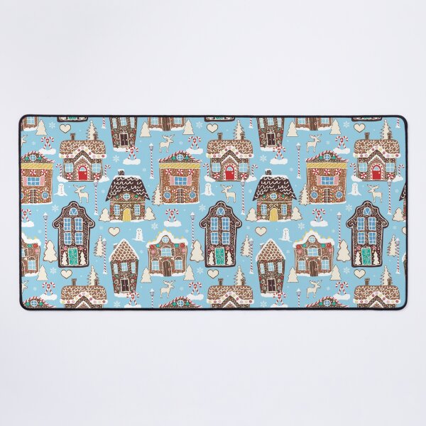 Item preview, Cute Christmas Gingerbread Village in Ice Blue designed and sold by YesterdayColl.