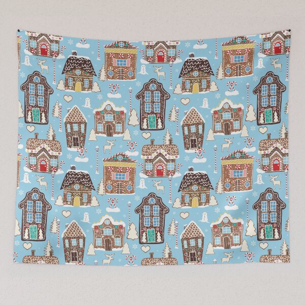 Item preview, Cute Christmas Gingerbread Village in Ice Blue designed and sold by YesterdayColl.