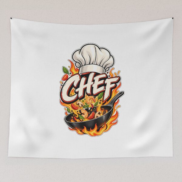 Item preview, Chef Cooking with Fire Pan Culinary Kitchen Cooking Graphic designed and sold by KawaiiOrbit.