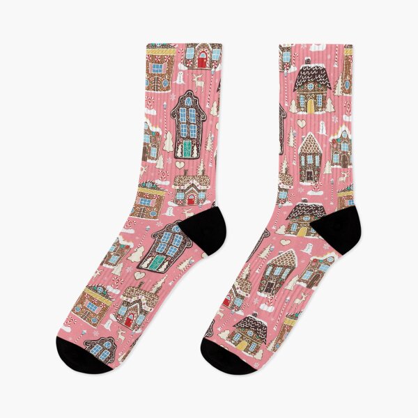 Item preview, Cute Christmas Gingerbread Village in Candy Pink  designed and sold by YesterdayColl.