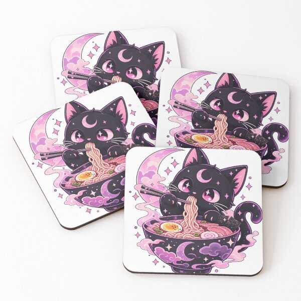 Item preview, Pastel Goth Kawaii Creepy Cat Eating Ramen – Cute Gothic Anime Cat designed and sold by GAIDREDA.