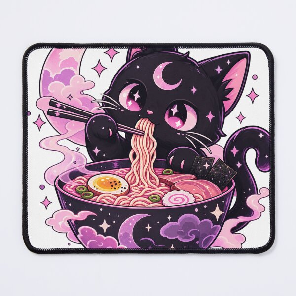 Item preview, Pastel Goth Kawaii Creepy Cat Eating Ramen – Cute Gothic Anime Cat designed and sold by GAIDREDA.