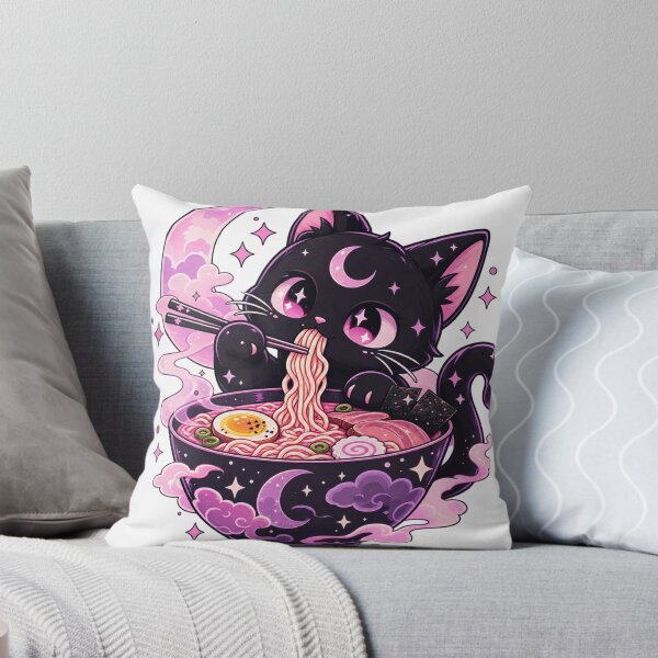 Item preview, Pastel Goth Kawaii Creepy Cat Eating Ramen – Cute Gothic Anime Cat designed and sold by GAIDREDA.