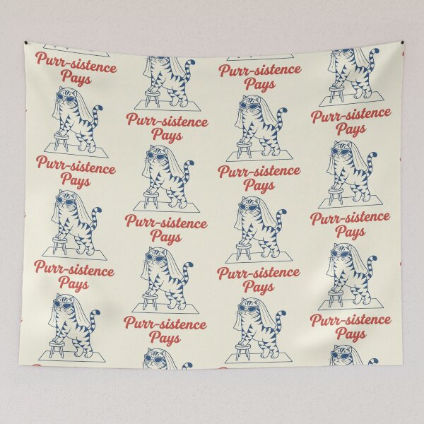 Item preview, Purr-sistence Pays Funny Cat Motivation designed and sold by Fictio ⭐​⭐​⭐​⭐​⭐​.
