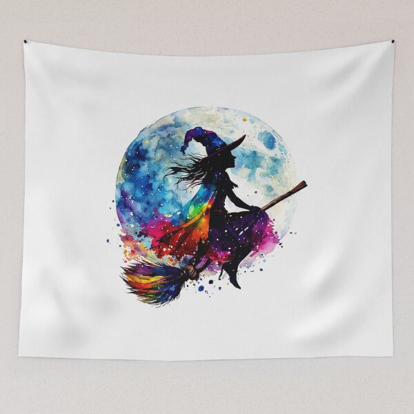 Item preview, Funny Witch on Broom at Full Moon designed and sold by AurossaDesign.