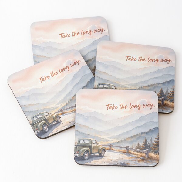 Item preview, Vintage Watercolor Mountain Truck Travel Quote Art Vector designed and sold by Shutter-Dragon.