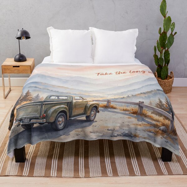 Item preview, Vintage Watercolor Mountain Truck Travel Quote Art Vector designed and sold by Shutter-Dragon.