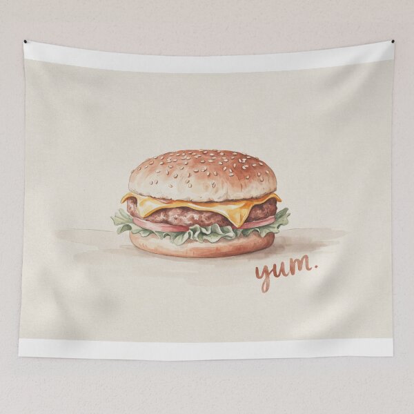Item preview, Vintage Watercolor Cheeseburger Food Quote Art Vector designed and sold by Shutter-Dragon.