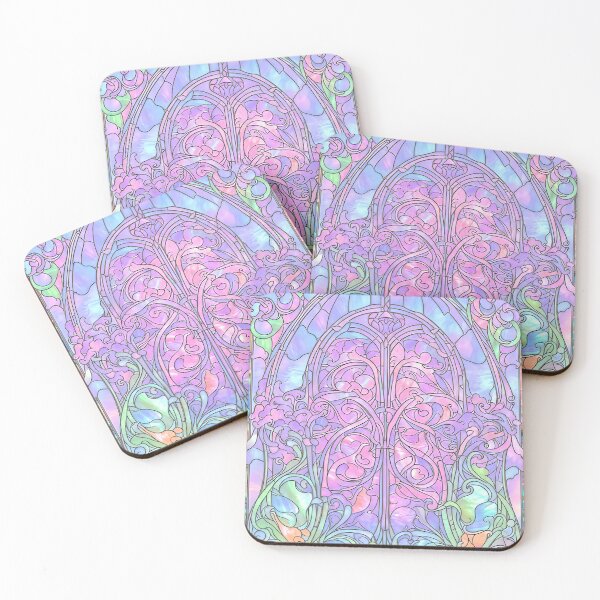 Item preview, Stained Glass Art in Pink, Blue and Green designed and sold by LaRoach Digital Arts.