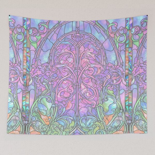 Item preview, Stained Glass Art in Pink, Blue and Green designed and sold by LaRoach Digital Arts.