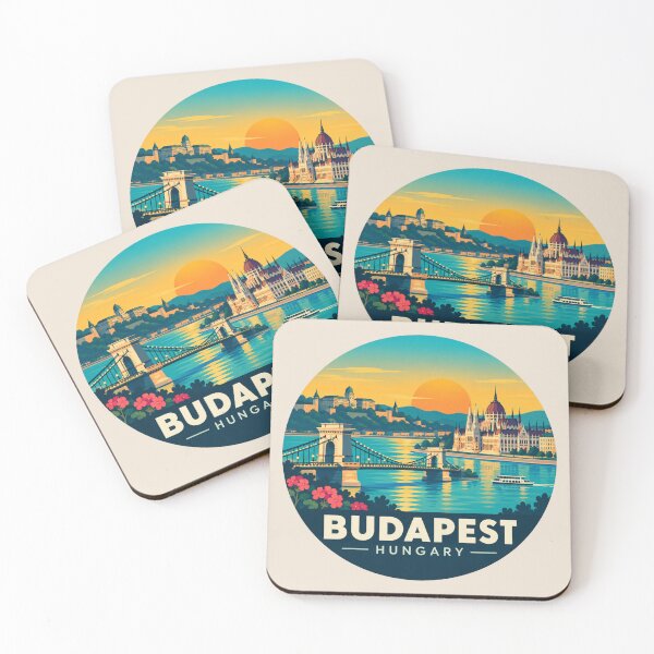 Item preview, Budapest Hungary Retro Sunset Travel Art designed and sold by GusiaTreasures.