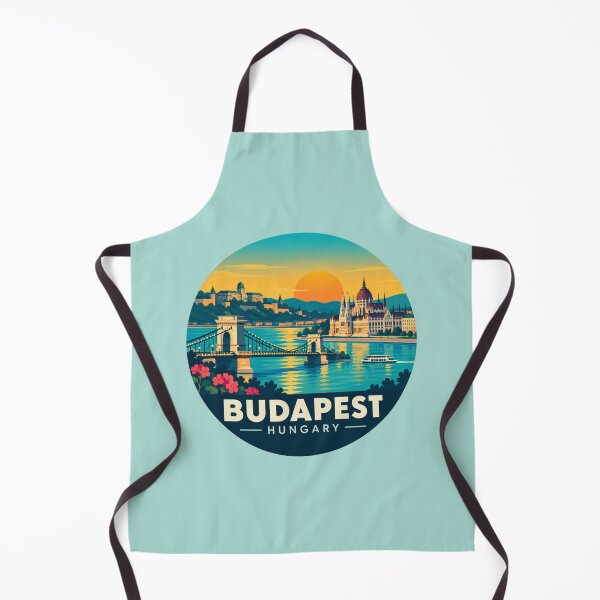 Item preview, Budapest Hungary Retro Sunset Travel Art designed and sold by GusiaTreasures.
