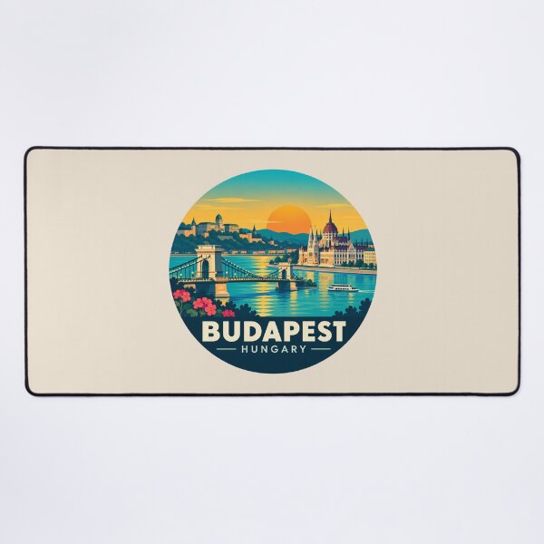 Item preview, Budapest Hungary Retro Sunset Travel Art designed and sold by GusiaTreasures.